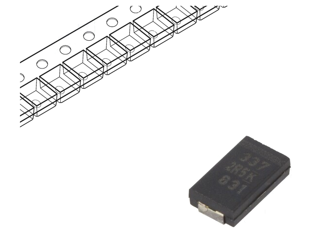 Condensator: polymeer; low ESR; 330uF; 2,5VDC; V; 2917; ESR: 6mΩ; SMD Condensator: polymeer; low ESR; 330uF; 2,5VDC; V; 2917; ESR: 6mΩ; SMD